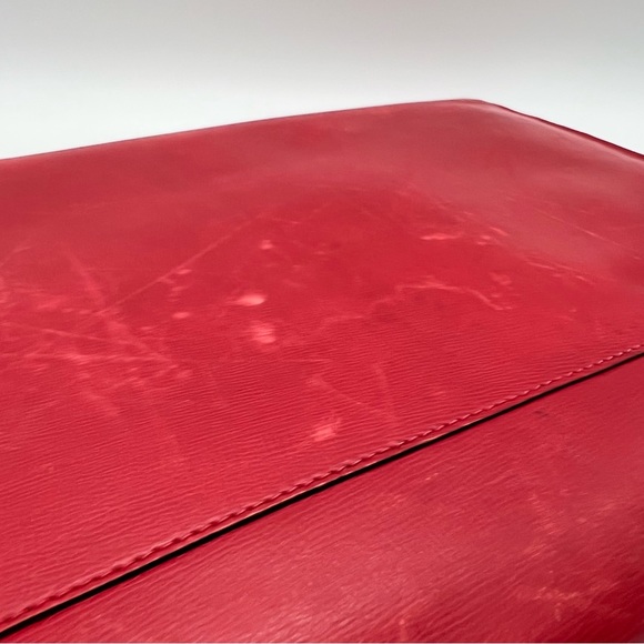 Mark Cross Red Leather Italy Legal Document Envelope  Case Clutch Gold - Picture 6 of 16